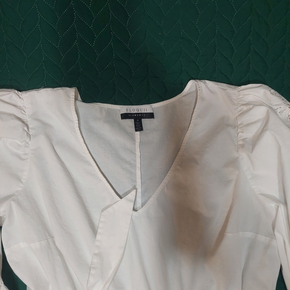 Eloquii White Mini Dress with Eyelet Sleeves - Picture 8 of 9